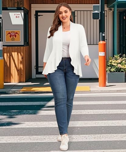 Anymiss Women's 1X-6X Plus Size 3/4 Sleeve Cardigan - Open Front Summer Cover Up4