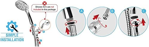 Miniatura 5 de Juego de cabezal de ducha de mano de alta presión, cabezal de ducha desmontable de lluvia de alto flujo, ducha de mano multifunción, 9 modos de