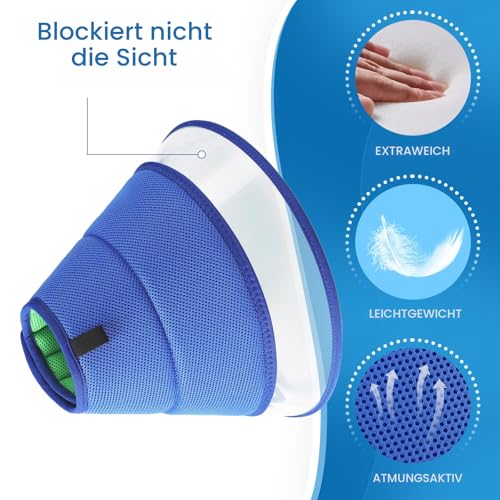 Halskrause Hund Weich, Schutzkragen Leckschutz Hund, Atmungsaktive Hunde Halskrause, Einstellbarer Hundekragen Leckschutz, Leicht Halskrausen für Hunde, Haustier Elisabethanischer(Size 1, Blue)