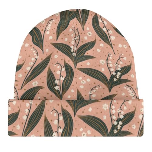 Lily Pattern Kids Beanie Hat for for Girls Boys Children Cap Winter Knitted Chemo Cancer Headwear Accessories Gifts Decoration Black4