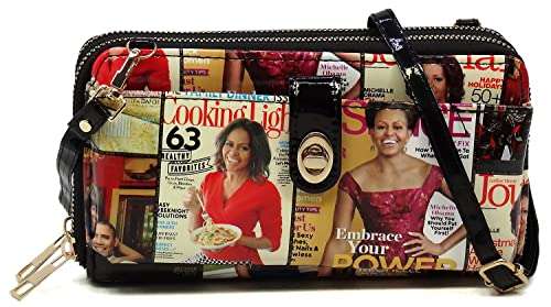 Michelle Obama Magazine Cover Collage Cell Phone Purse Wallet Smartphone Crossbody Wallet Travel Multifunction Phone Case