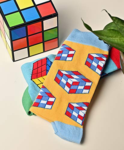 Creasocks Grappige Sokken voor mannen, vrouwen, nieuwigheid, Funky, Quirky, kleurrijke Silly Rubiks sokken voor geschenken, katoen, cadeaus voor unieke patronen oneven sokken 2 paar uniseks - Afbeelding 8