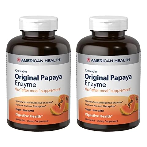 American Health Original Papaya Enzyme - 600 Chewable Tablets, Pack of 2 - The After-Meal Supplement - Non-GMO, Vegan - 400 Total Servings Cover