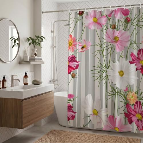 Rideau de douche anti éclaboussures Fleurs Sauvages pour sol toujours sec
