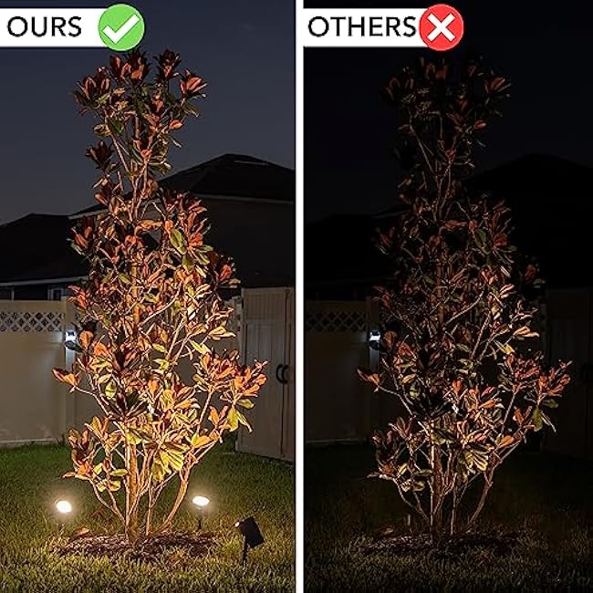 Solar Landscape Spot Lights Outdoor - | Waterproof IP68 | Easy Installation | Auto ON/Off | 100% Solar Powered | Garden, Patio, Landscape Lighting, Solar Yard Lights, Warm White