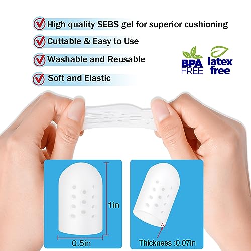 Image of Pinky Toe Protector, (20pcs) Breathable Toe Cap, Gel Toe Sleeve,Toe Covers Great for Blisters, Corns, Hammer Toes, Toenails Loss (Aloe Vera Extract Infused Silicone Materials)