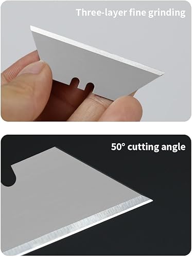 Miniatura 2 de SK5 Cuchillas de acero para cortador de cajas de cuchillos de uso pesado, cortador de alfombras, paquete de 10 con dispensador