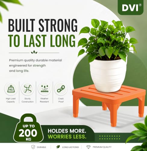 Image of DVI Heavy Duty Orange Plant Stand | Pack of 1 | Strong, Durable, Rust-Proof | Supports Up to 200 Kg | Indoor & Outdoor Use | Pot Stand for Big Size Plants | All Weather Resistant Pot Stand