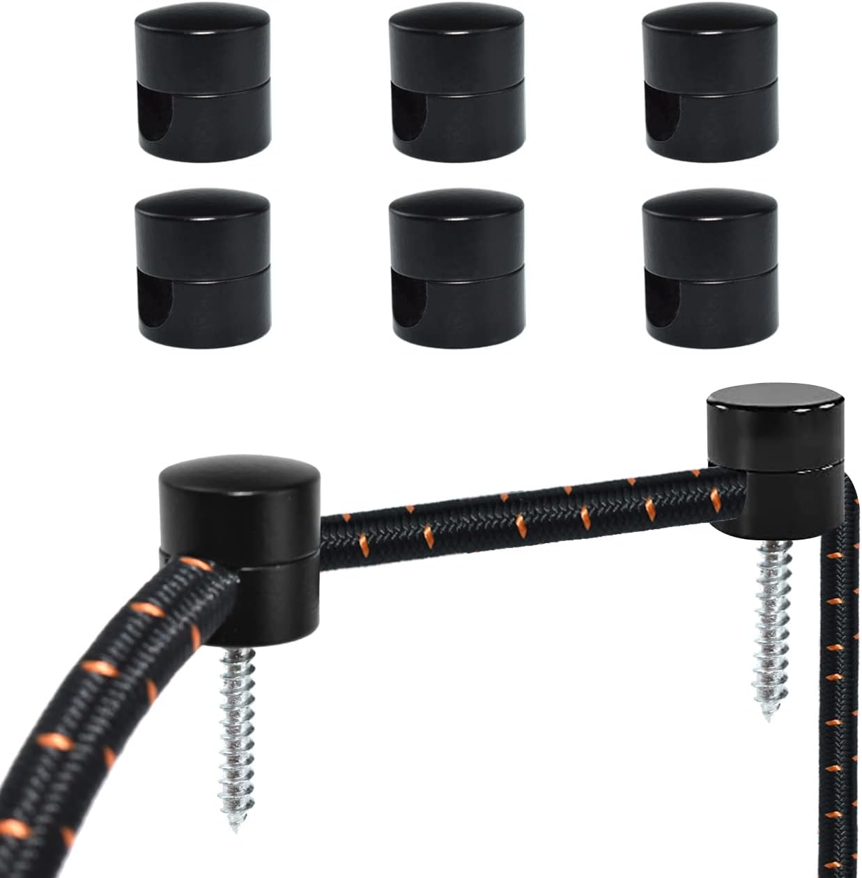 MARRTEUM 6 Pcs Swag Hooks for Ceiling Hanging, Chandelier Lights Cable Ceiling Hook, Matte Black