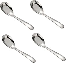 CIYODO 4Pcs Colher Colheres De Sopa Chinesa Colheres De Sobremesa Colheres De Arroz Talheres Colheres De Mesa Talheres De Cozinha Talheres De Autotreinamento Talheres Plana Criança Aço