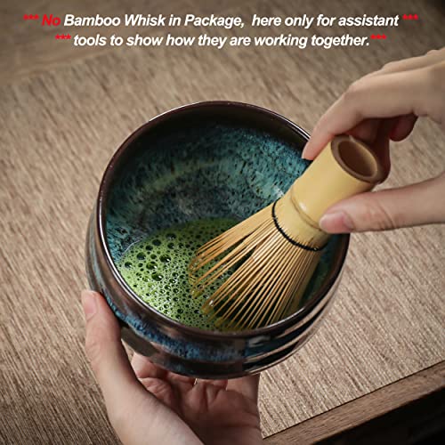 Teanagoo Japanese Ceramic Matcha Bowl With Whisk Holder, 18 Oz K14, Blue, Chawan Matcha Tea Bowl, Matcha Ceramic Bowl, Tea Bowls For Matcha, Ceramic Matcha Bowl Traditional Ceremonial Accessories #TOP3