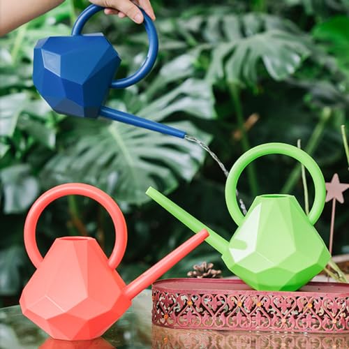 LPOAZf Gieter voor binnen en buiten, kleine gieter voor kamerplanten, kunststof gieter voor bloemen en planten, verdikte tuingieter met lange mond,Dark blue,1.5L - Afbeelding 6