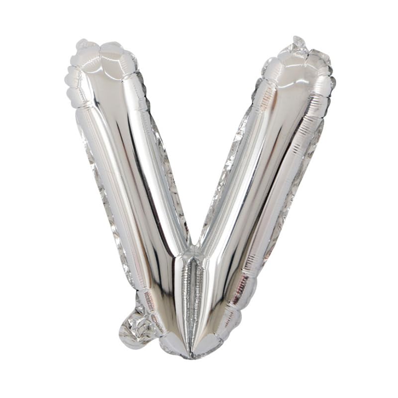 40 cm silver foil balloon in the shape of the letter V suitable for helium filling