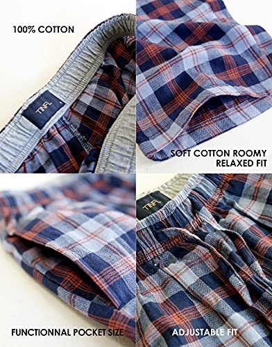 Tinfl MSP_SB011-4 Men'S Plaid Check Cotton Lounge Sleep Shorts Msp-Sb011-Navyred Xl thumb #4