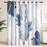Genérico Cortinas Opacas Blackout 2 Paneles - Aislamiento Térmico Cortinas Microfibra, Azul Marino Estética Moderna León Rey De Picas Hojas Vanguardista Vintage Cortina, 200x245cm