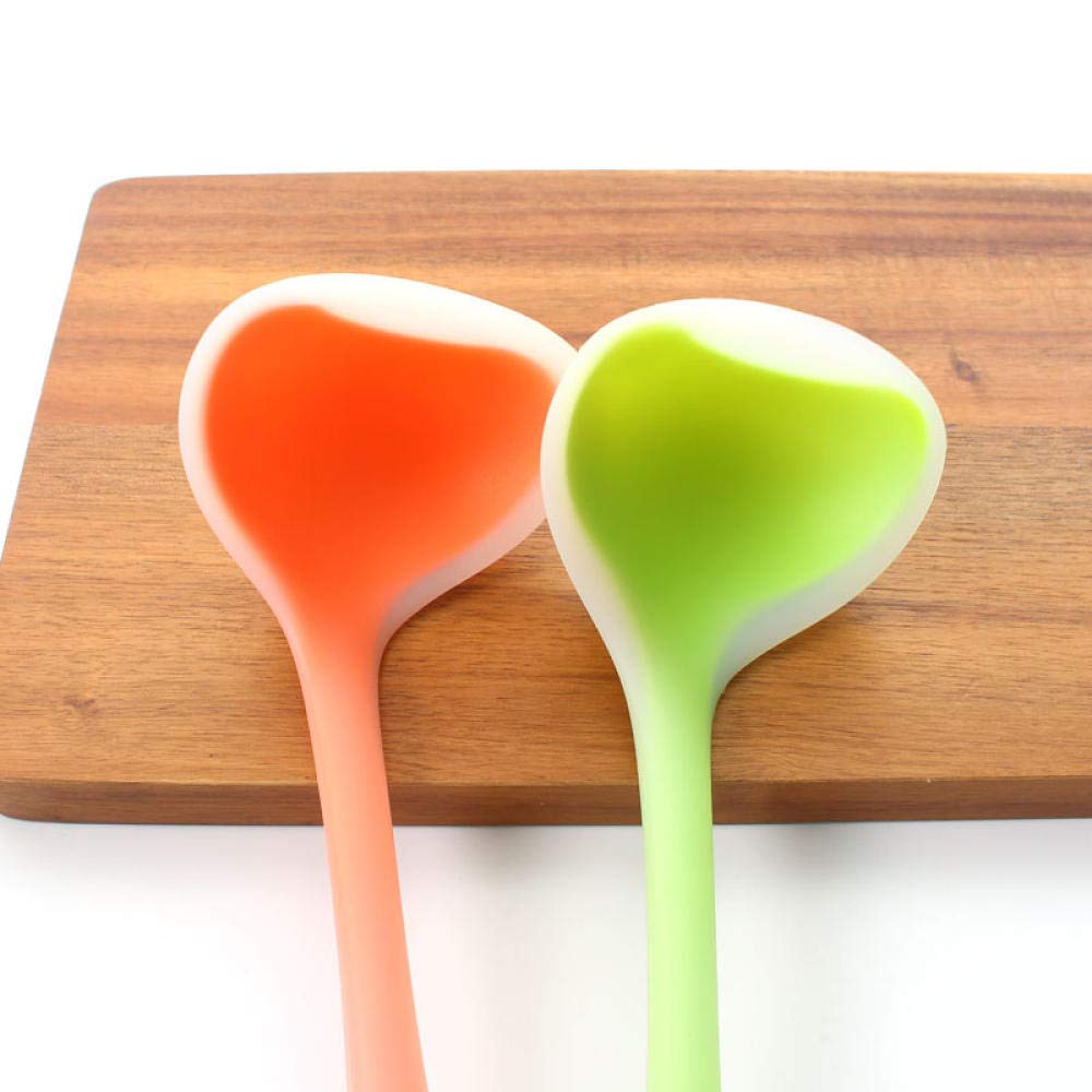 Kitchen Tools Thickened Half Tongming Silicone Spoon Silicone Kitchen Utensils Silicone Spoon Silicone Soup Spoon Silicone Soup Shell Non-Stick pan-Translucent Green