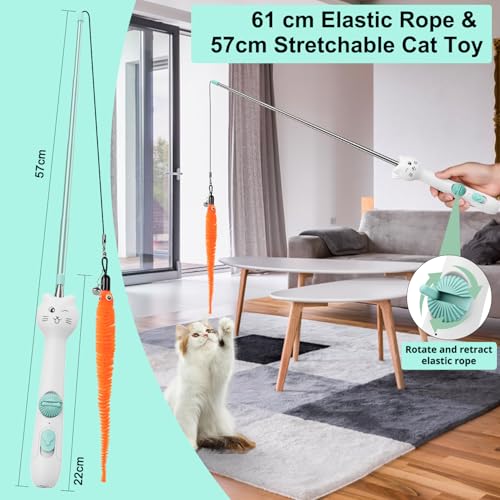 Image of TBTeek Cat Toy, 2in1 Light and 22 inch Retractable Pole with Feather, Rechargeable, 5 Modes, Interactive Wand Toy for Indoor Cat Kitten Dog 3 Refills | with Light and 22 inch Retractable Pole with Feather,Rechargeable,5 Modes, 2in1 Interactive Wand Toy 3 Refills