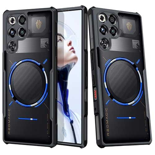 Guizzcg Gaming Case for Red Magic 11 Pro/11S Pro/11 Pro+/11S Pro+ Case Soft TPU Bumper + Hard PC Back Cover Military Grade Airbags Shockproof Drop Protection Black