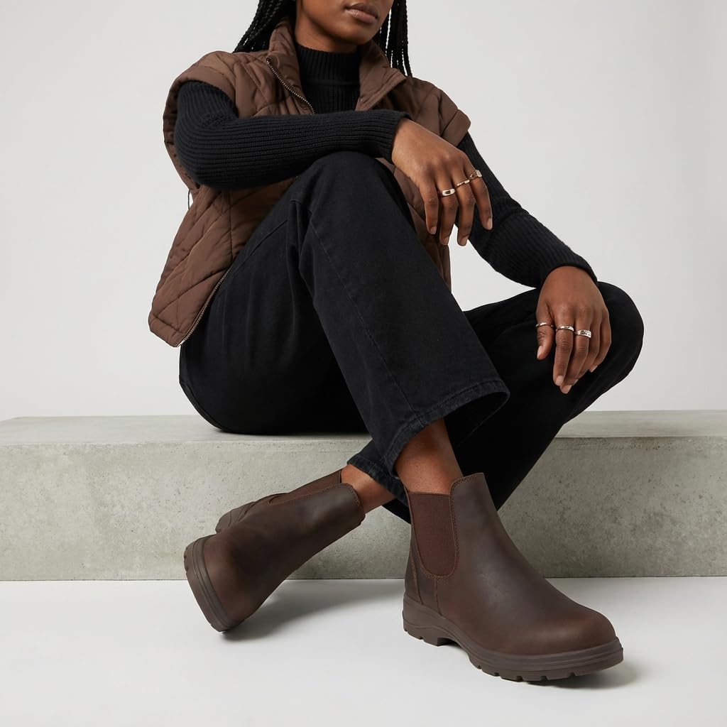 CUSHIONAIRE Women's Britain Chelsea Boots, Soft Vegan Leather, Non-Slip Sole, Memory Foam, Back Pull Tab, Ankle Boots for Women, Wide Widths - Image 5