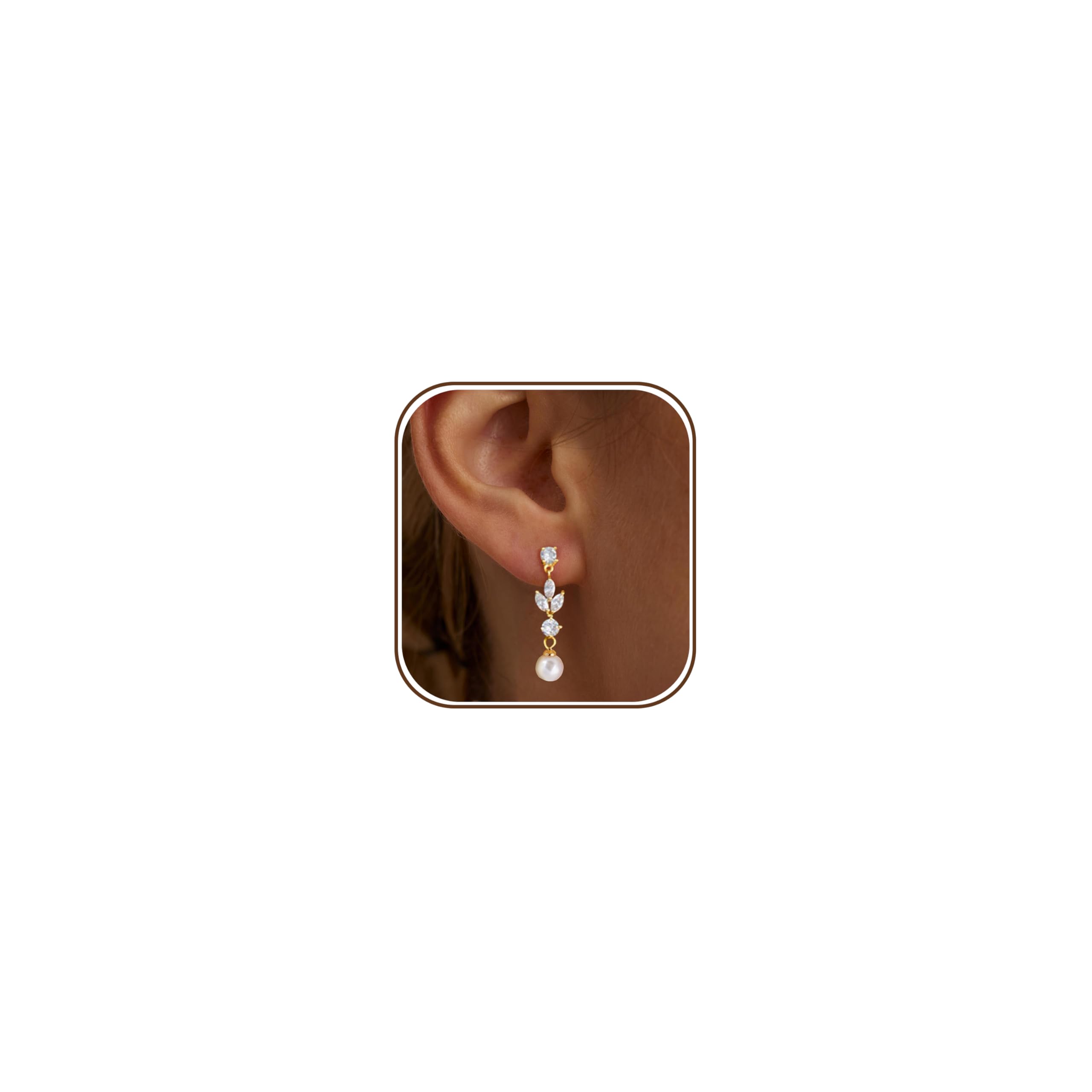 HLJEO Mothers Day Gifts Gold Pearl Earrings For Women,Dainty Wedding Earring 14K Gold Plated Formal Pearl Drop Earrings For Women Trendy Simple Prom Wedding Bride Earring Fashion Womens Jewelry — view 7