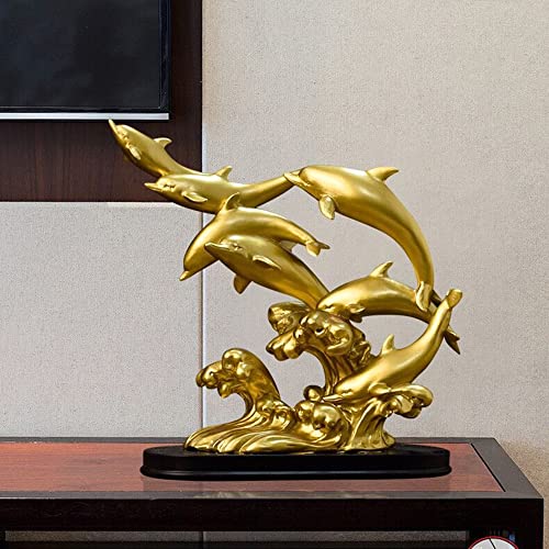 Estatua de Delfín Dorado para Decoración de Hogar miniatura 6