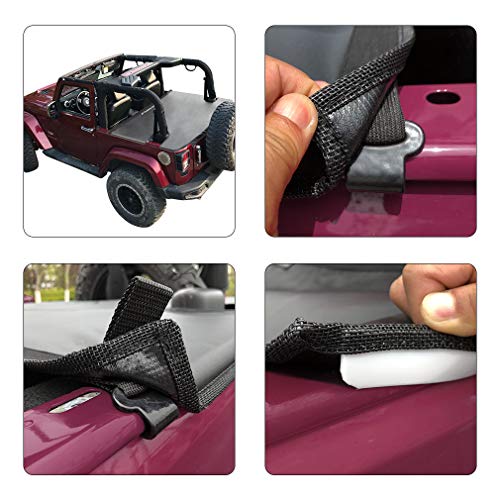 Image of Tonneau Cover for Jeep Wrangler Back Trunk Cargo Cover JK 2-Door, Black
