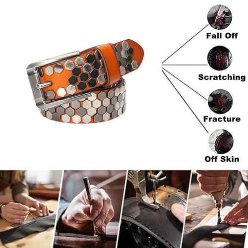 Leather Studded Belts Metal Punk Rock Style Fashion Rivet Decoration Adjustable Prong Buckle Neutral Leisure Belt2