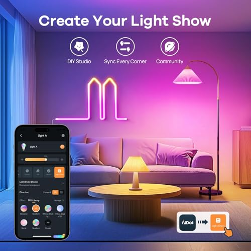 Image of OREiN Matter BR30 Smart Light Bulbs, 60W 650lm RGBTW Color Changing, 4 Pack | LED Light Bulb Compatible with Alexa, Apple Home, Google Home, SmartThings, 2.4Ghz WiFi only Smart Bulbs, E26 Base