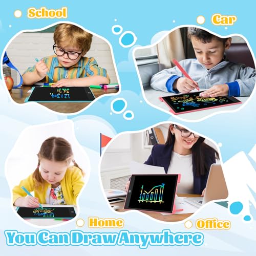 Image of Kids Travel Essential 12 Inch LCD Writing Tablet for Kids, 2 Pack | Toys for Ages 3-8, Preschool Classroom Must Haves, Electronic Drawing Board, Birthday Gifts for Boys & Girls