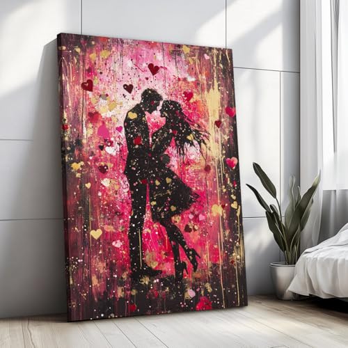 Abstract Wooden Canvas Prints Bold Couple Dynamic Embrace Surrounded Room