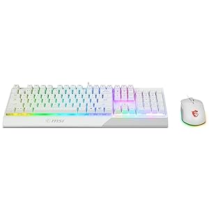 MSI Vigor GK30 Combo White, 6-Zone RGB GK30 Gaming Keyboard & GM11 Gaming Mouse, Water Repellent & Splash-Proof, 5000 DPI