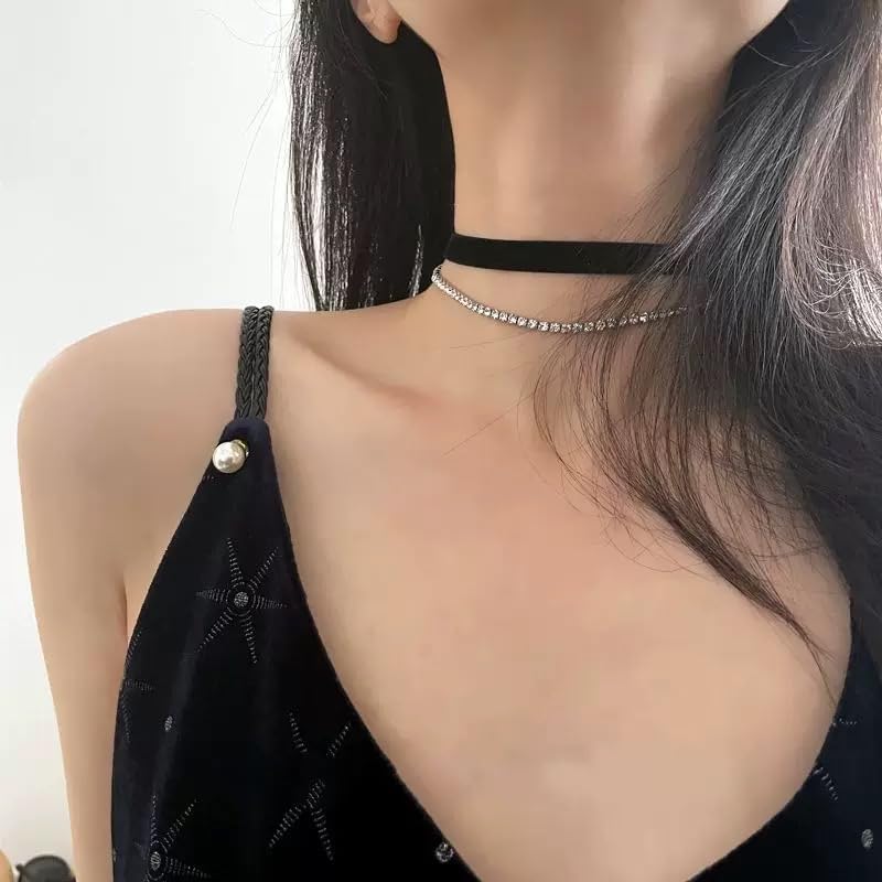 Black Choker Necklaces for Women Classic Black Velvet Choker Lace Choker Adjustable Leather Collar Gothic Punk Necklaces Halloween Cosplay Jewelry Accessories - Image 3