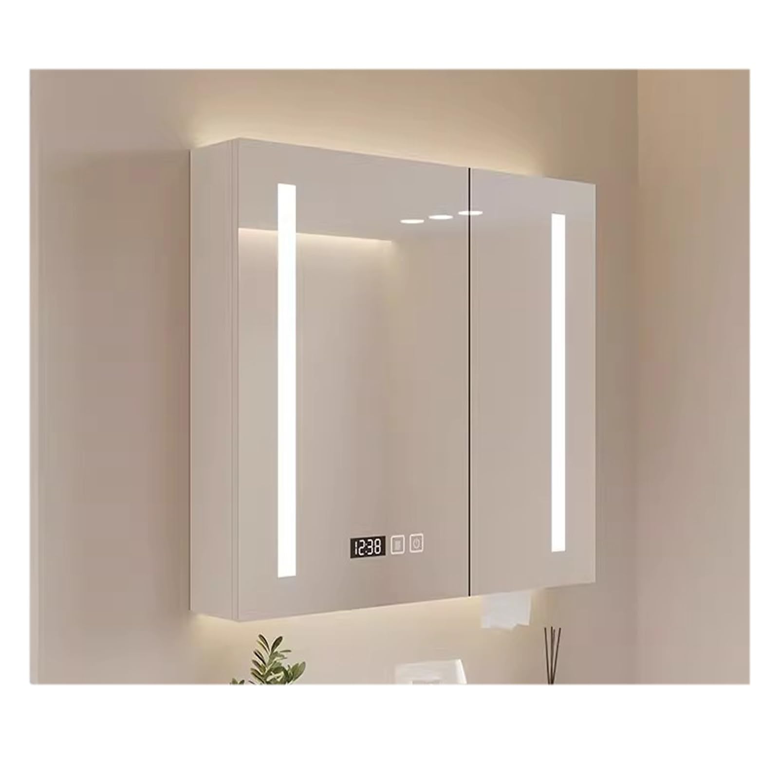 Gpdnbieu White Bathroom Mirror Cabinets, Bathroom Cabinet Mirror，One-Button Defogger, High-Definition(,78 * 70Cm/30.7 * 27.5In)