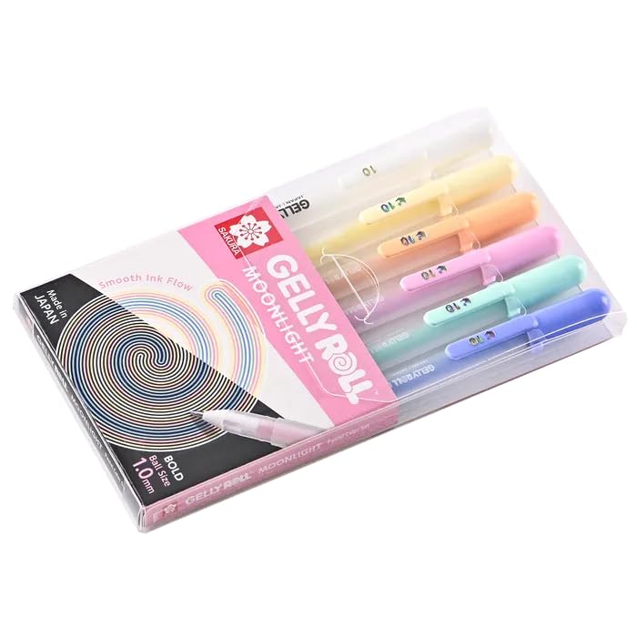 Image of SAKURA Gelly Roll Moonlight Pastel color Pack of 6 colored Pens