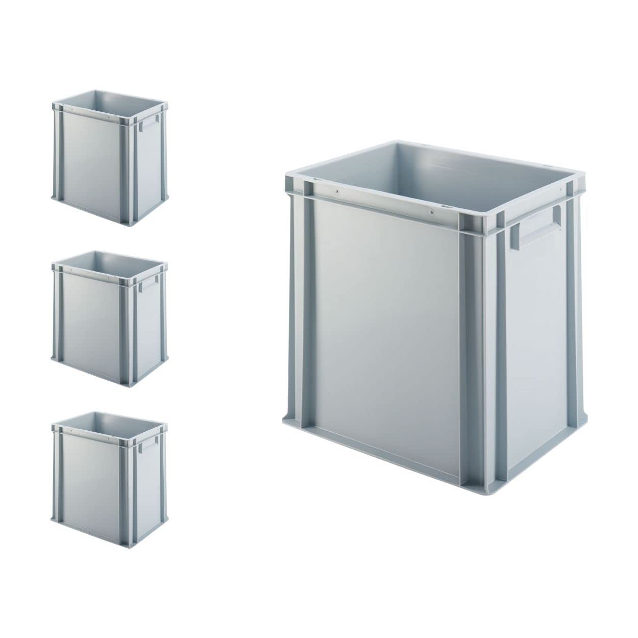 PROREGAL SuperSparSet 4x Eurobehälter 40x30x40cm 37 Liter Grau Transportbox Stapelbehälter