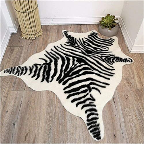 Zebra Print Rug Faux Animal Cowhide Skin Area Rug Leather Carpet Mat Large Size For Home Office Livingroom 7.9'X5.6' #TOP1