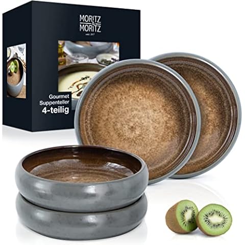 Moritz & Moritz SOLID 4x Suppenteller Steinzeug 19cm - Bowl Schüssel aus Steinzeug für Suppe Cover