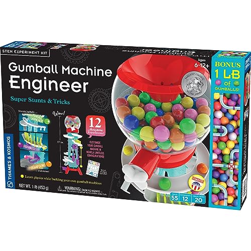 Thames & Kosmos Gumball Machine Engineer – Super Stunts & Tricks | Build Your Own Gumball Machines with Lessons in Physics & Engineering | 12 Experiments | Includes Delicious Gumballs | Award Winner
