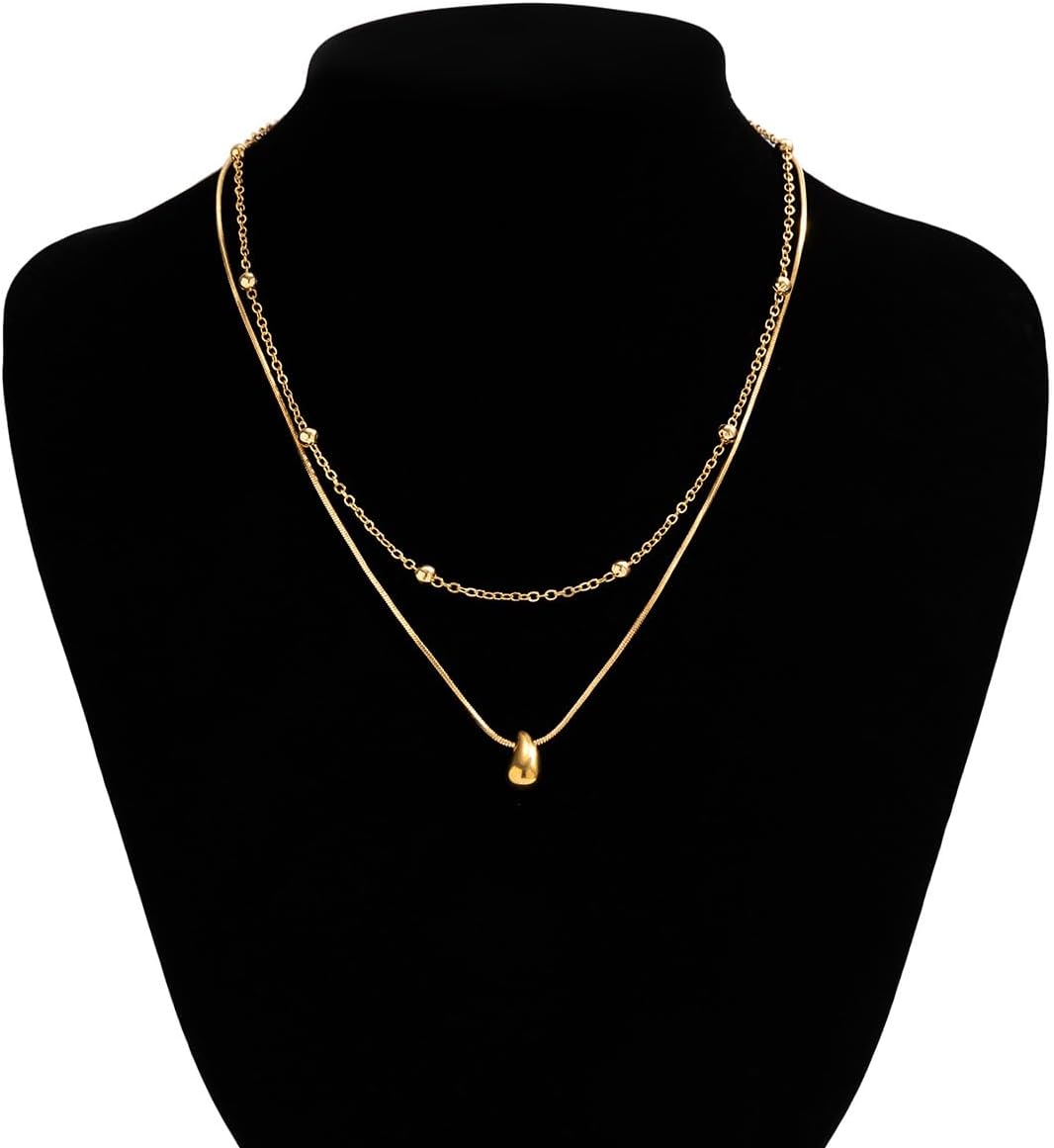 Trendy 14k Gold Layered Necklace Set for Women Charm Stackable Beaded Chain Choker Necklaces Silver Link Necklaces Jewelry Accessories - Image 5