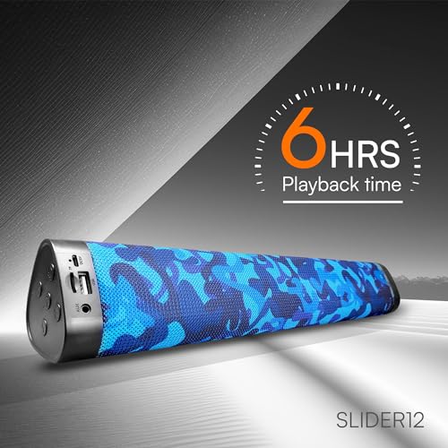 Image of HAPIPOLA SLIDER12 Bluetooth Speaker Immersive Audio | Good Bass | Light Weight 6 Hours Playback | Portable | Built in mic | TWS Pairing Support | dustproof | handfree Calling | Blue