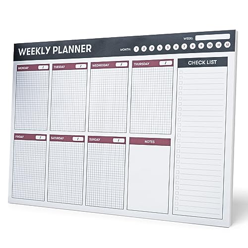 Planificador semanal A4 - Weekly planner : Planner Sin Fecha - Organizador semanal escritorio [54 págs. con Alto Gramaje]