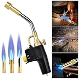 MAPP Propanbrenner Schweiß und Grill Brenner High Intensity Trigger Startbrenner mit 3 Düsen/Spitzen, Gasflaschen nicht im Lieferumfang enthalten