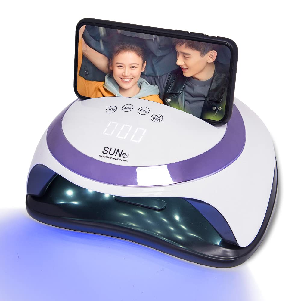 UV LED Nail Lamp With Phone Holder, Fast 168w Gel Polish Nail Light, Professional Nail Dryer, for Home and Salon