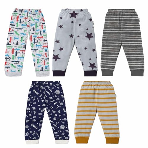 Image of NammaBaby Baby Boys Regular Fit Mid Rise Cotton Printed Track Pants Trackpants (Assorted Prints)
