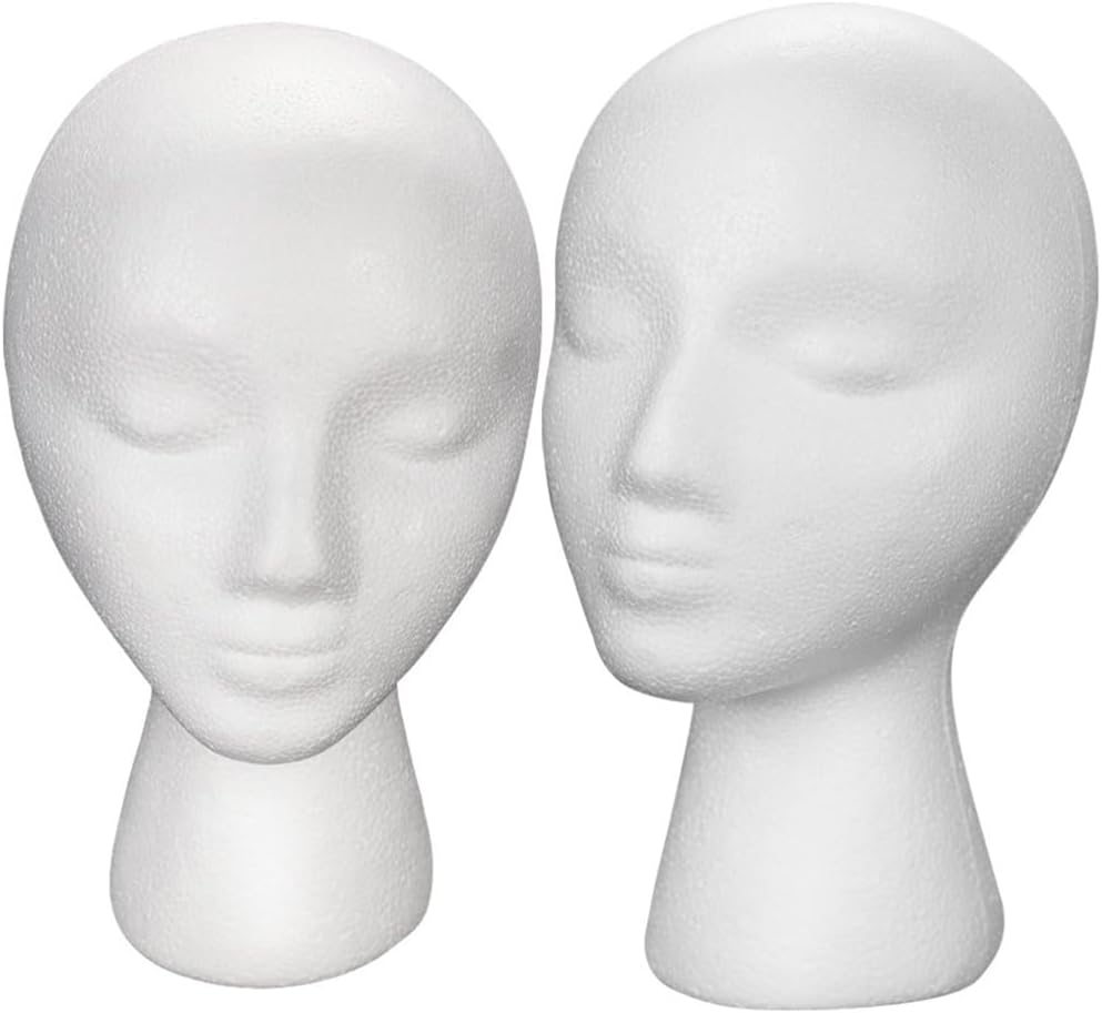 POPETPOP Female Foam Mannequin Head 11In 8.8oz Lightweight Display for Wigs Hats Glasses – Salon & Travel Use