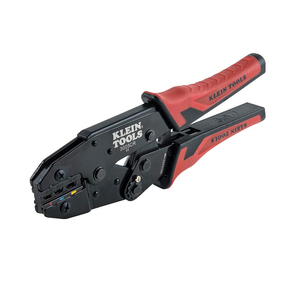 Klein Tools 3005CR - Crimpadora de cables con terminal aislado de trinquete para cable y cable de cobre de 10 a 22 AWG
