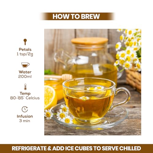 Image of Teafloor - Chamomile Flower Tea bags || 40 Tea Bags /72gram (pack of 1) || FARM PACKED for Freshness || Pure Whole Flower Buds of Chamomile | Caffeine Free Herbal Tea - Better sleep