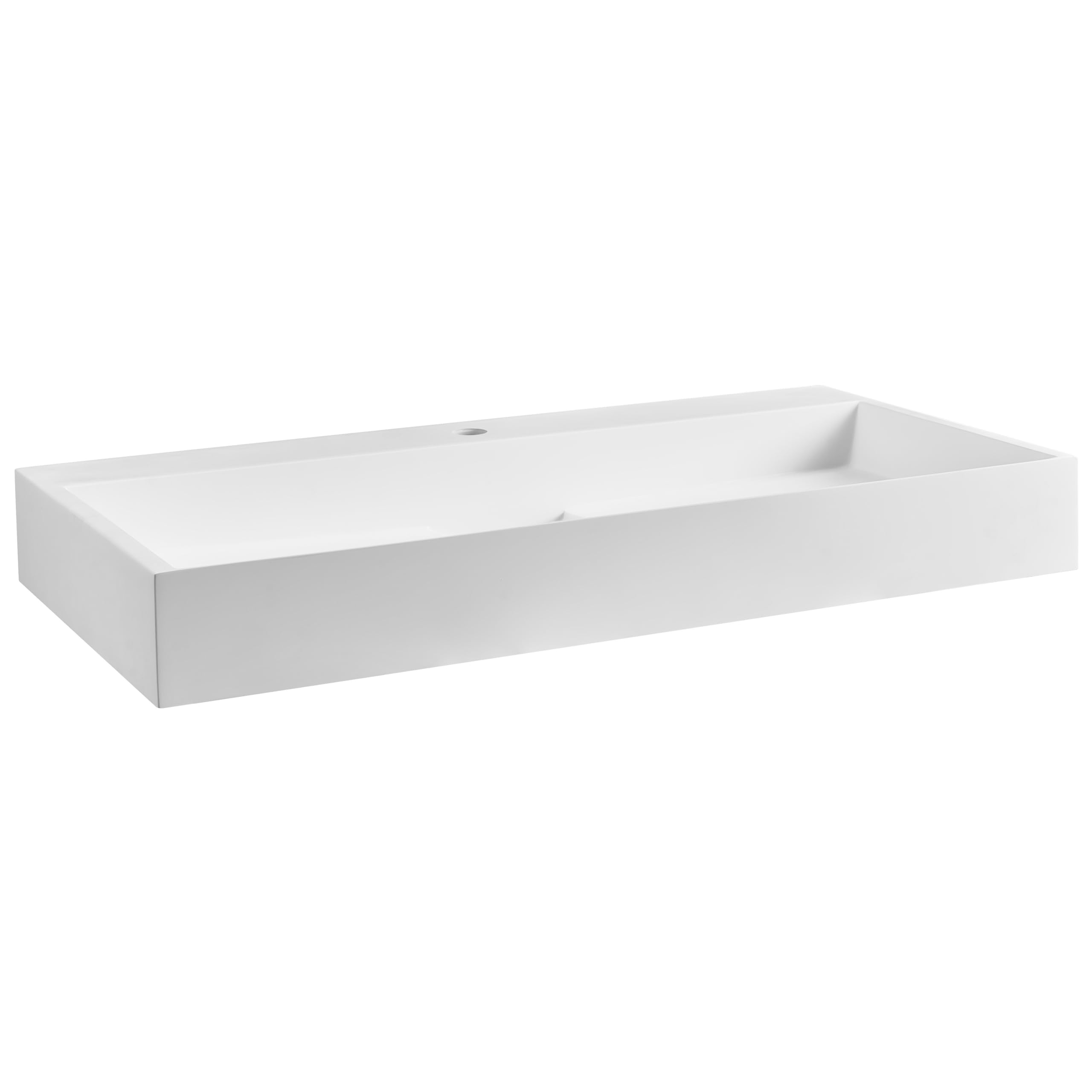 Lavabo suspendido de pared clásico rectangular fundición mineral acabado mate 90 x 46 cm blanco Quenko