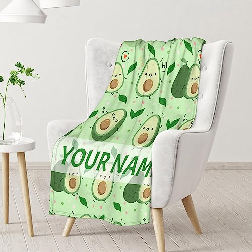 Blanket for Girls - 50"x60" Personalized Cute Avocado Throw Gifts - Green Soft Fuzzy Blankets for Bed, Couch & Living Room