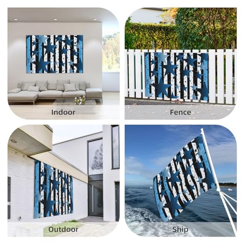 Drapeau à rayures bleues et blanches et étoiles bannière décoration murale intérieur - 7
